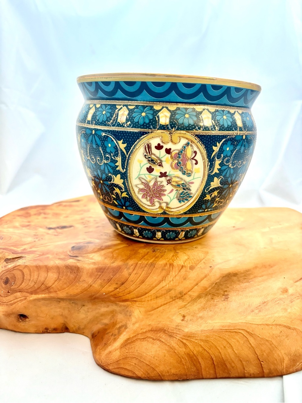 Vintage Ming-Style Replica Fish Bowl Planter